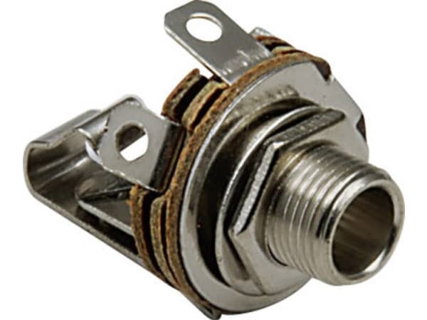 TRU COMPONENTS Jack-stik 6,35 mm Tilslutning, indbygning lodret Poltal: 2 Mono Sølv 100 stk