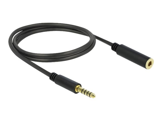 DeLOCK - Ljudförlängningskabel - balanserad stereo 4,4 mm (hane) till balanserad stereo 4,4 mm (hona) - 1 m - svart