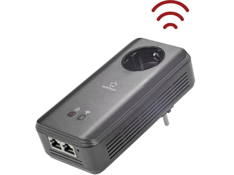 Renkforce PL1200D WiFi Powerline WLAN enkelt adapter 1.2 Mbit/s