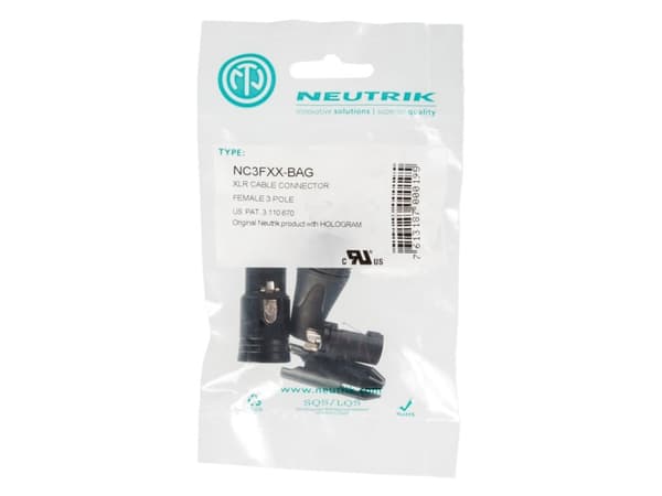 Neutrik NC3FXX-BAG XLR-kontakt Kontakt, rakt Antal poler: 3 Svart 1 st