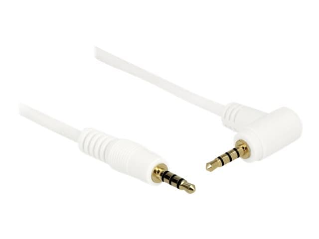 DeLOCK - Headset-kabel - 4-poligt minijack (hane) till 4-poligt minijack (hane) vinklad - 5 m - vit