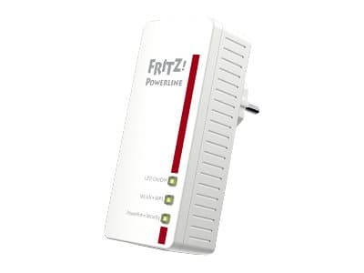 AVM FRITZ!Powerline 540E - WLAN Set - powerline adapter kit - 2-portsswitch - HomePlug AV (HPAV) - 802.11b/g/n - 2,4 GHz - vägginsticksbar - med AVM