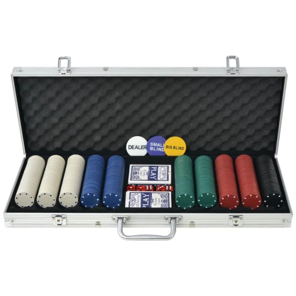 vidaXL Pokerset med 500 marker aluminium