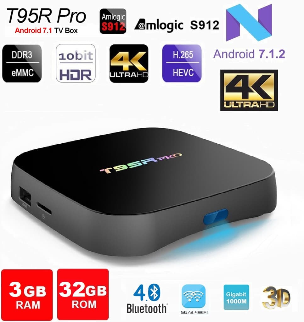 4K Full HD Mediaspelare T95R PRO KODI, WiFi TV Box IPTV 3GB/32GB
