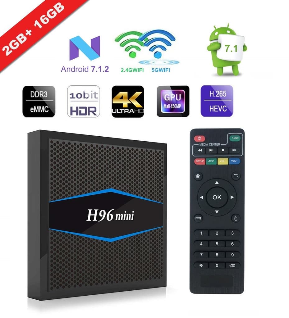 4K Full HD Mediaspelare H96 Mini - KODI, WiFi TV Box IPTV - 7.1 5G
