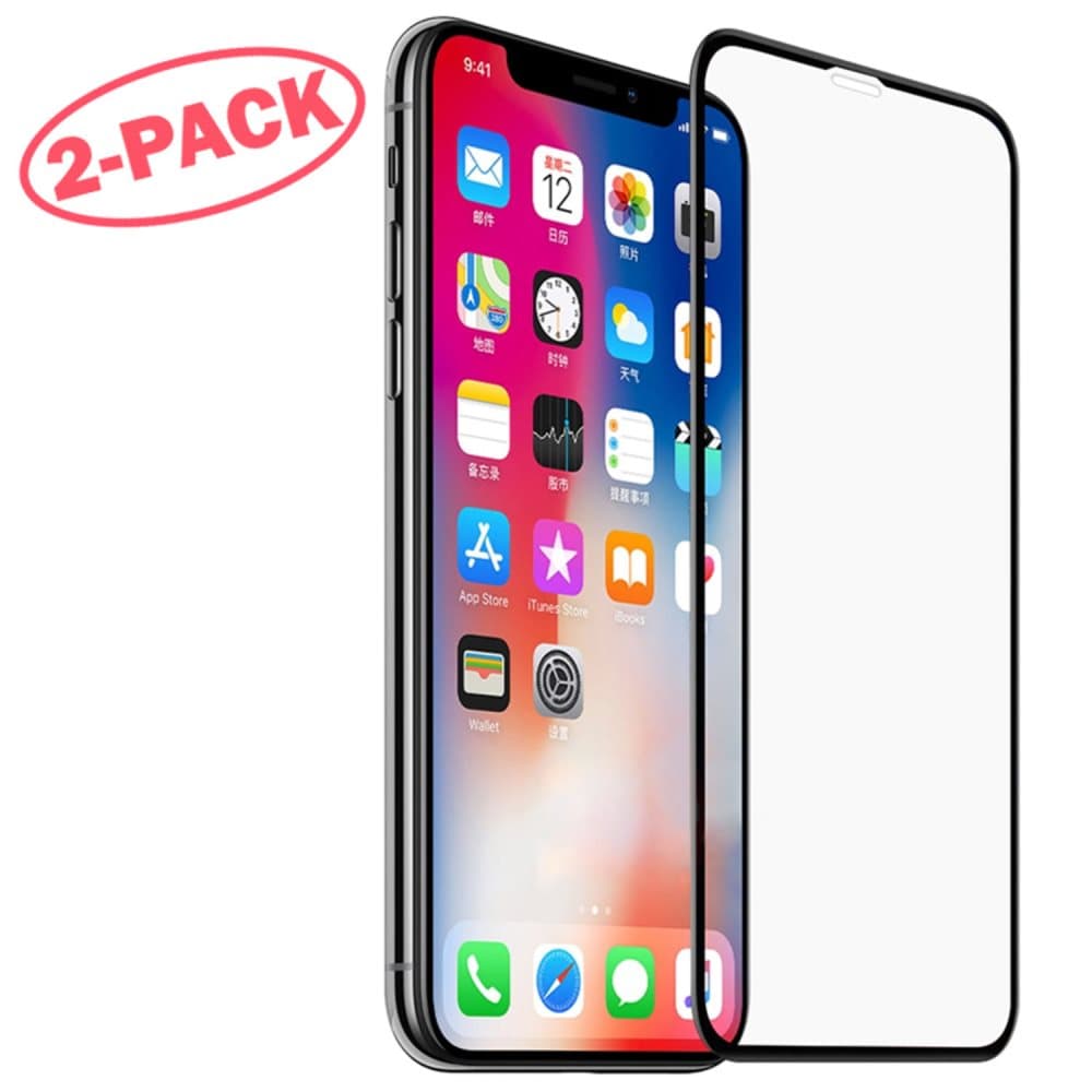 2-Pack Skärmskydd - iPhone X - Apple Heltäckande Glas Svart