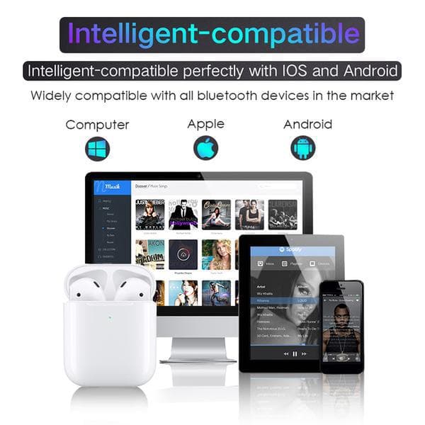 Bluetooth 5.0 Earpods 2-PREMIUM- trådlösladdningsbox-Grymma!!