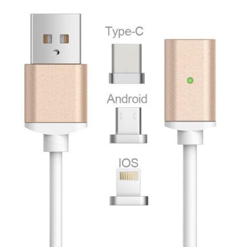Magnetisk laddkabel /usb för Micro-USB Type-C lightning iPhone 7, Galaxy S8