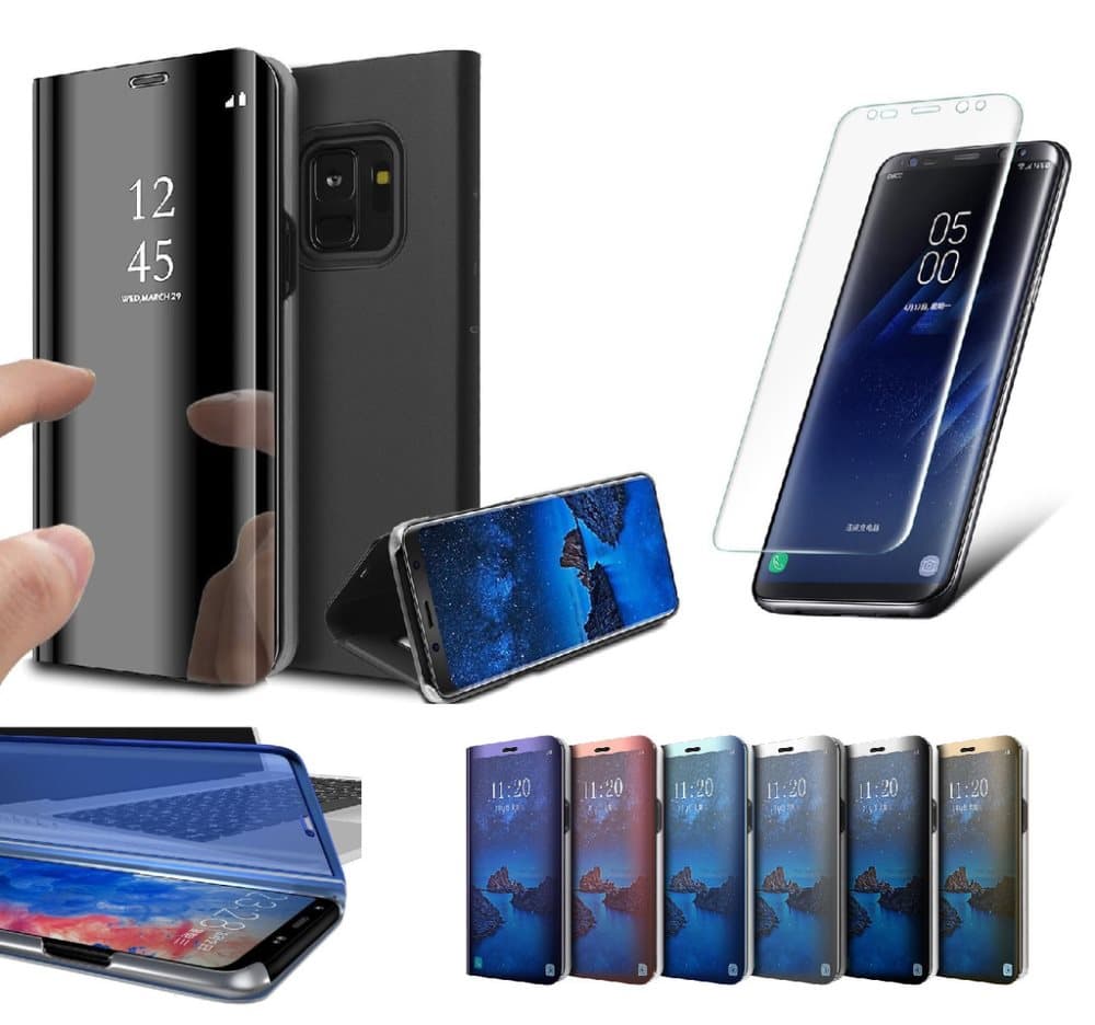 Samsung Galaxy S9 Plus clear view standing cover + skärmskydd
