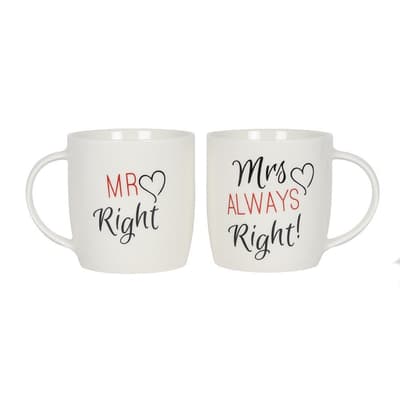 Mr Right & Mrs Always Right Mugg set med förpackning