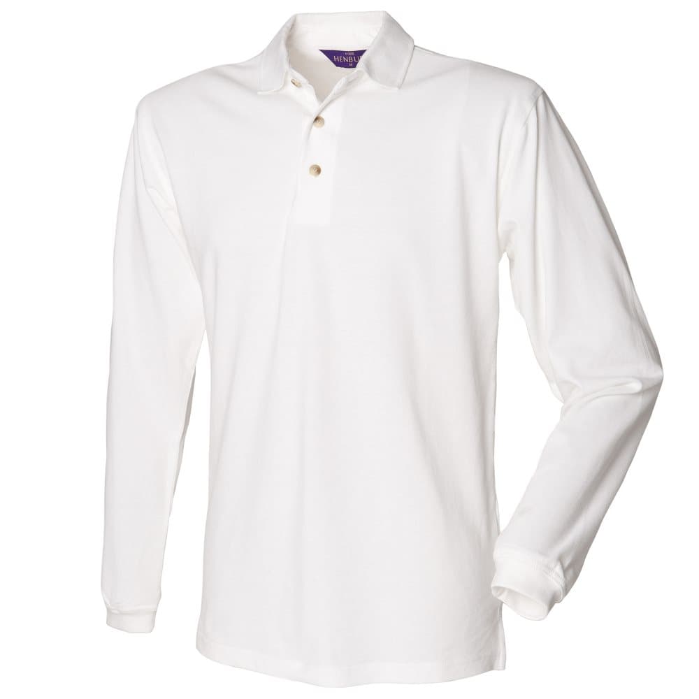 Henbury Mens Classic Plain Long Sleeve Cotton Polo Shirt