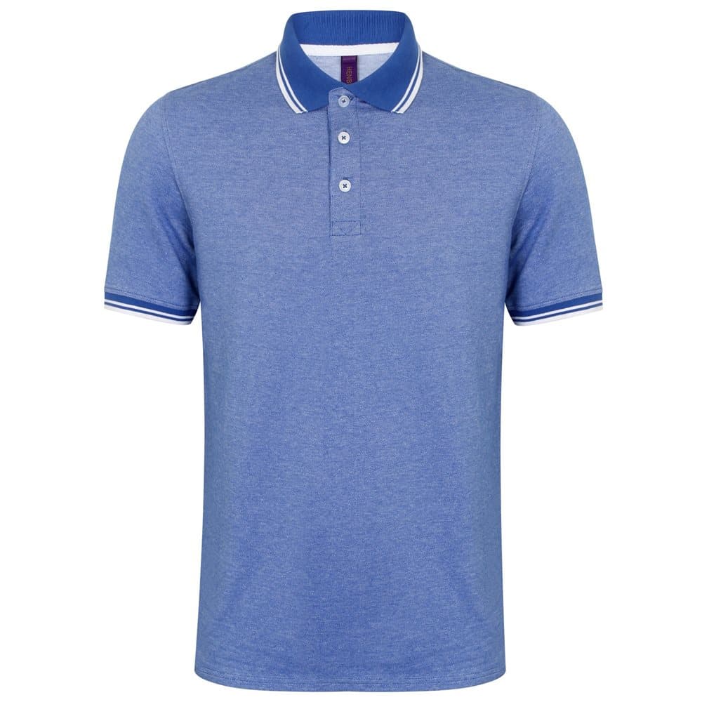 Henbury Mens Two-Tone Short Sleeve Piqué Tipped Polo Shirt