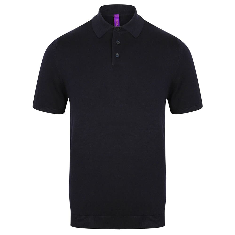 Henbury Mens Knitted Short Sleeve Polo Shirt