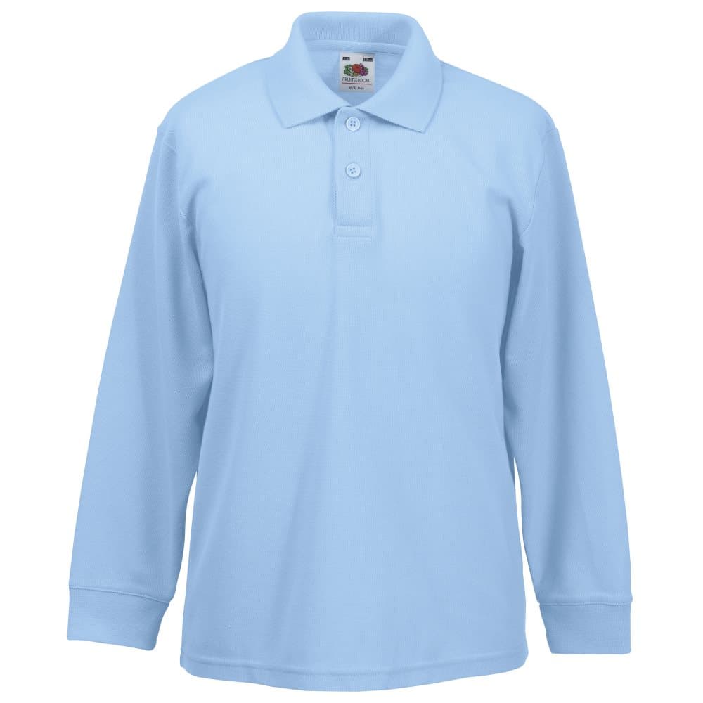 Fruit Of The Loom Childrens Long Sleeve 65/35 Pique Polo / Childrens Polo Shirts (Pack of 2)
