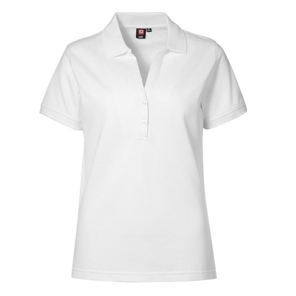 ID Womens/Ladies V-Placket Fitted Short Sleeve Pique Polo Shirt