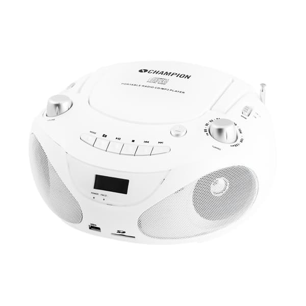 Boombox CD/Radio/MP3/USB Vit, CHAMPION