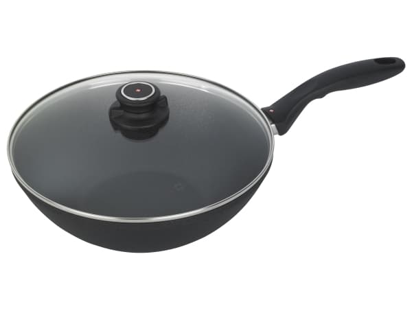 XD Wok with Lid & Tempura Rack - 11" Induktion - 3,7 liter Ø28cm - gjuten Alu - Svart non-stick