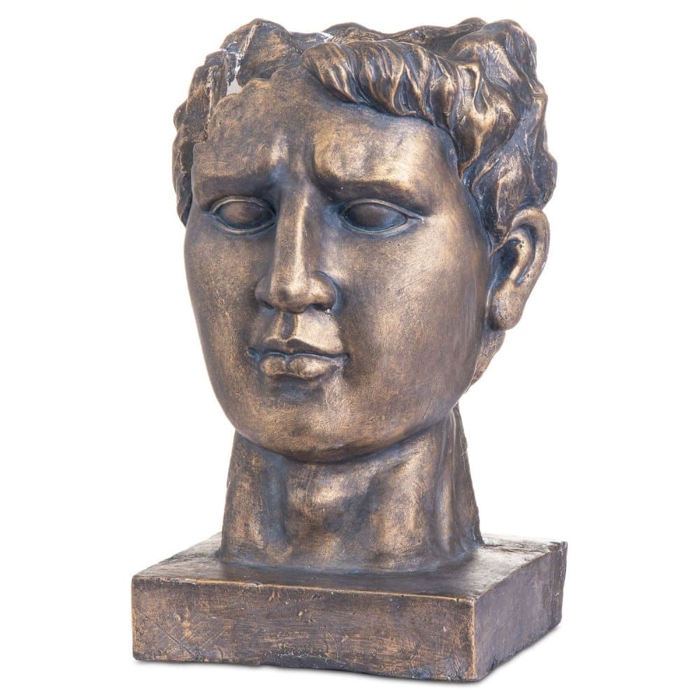 Hill Interiors Antique Style Bronze Roman Head Planter