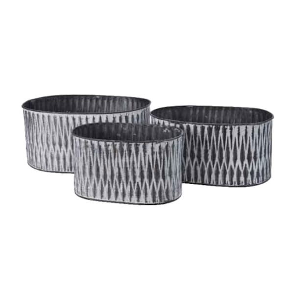 Aztec Pattern Oval Shaped Planter (Set of 3)