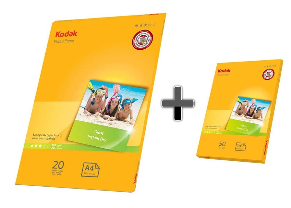 Fotopapper 20st A4 + 50st A6 180g Glossy Kodak Photo Paper