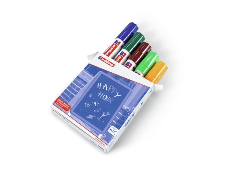 Edding 4090, Blå, Brun, Grön, Orange, Mejsel, 4 mm, 1,5 cm, Rund, 5 styck