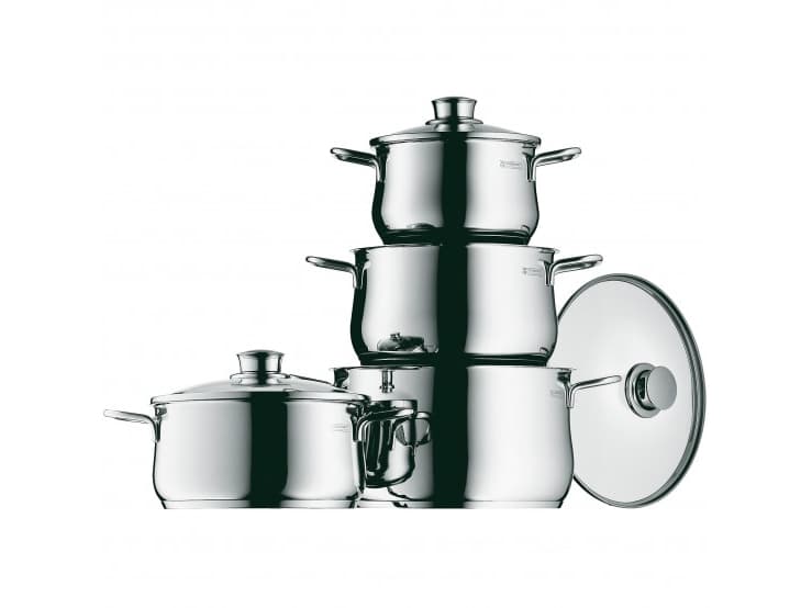 Cookware set, 4pc, WMF 07.3004.9990 4, Nerudijantis plienas, Indaplove proof, Lid included