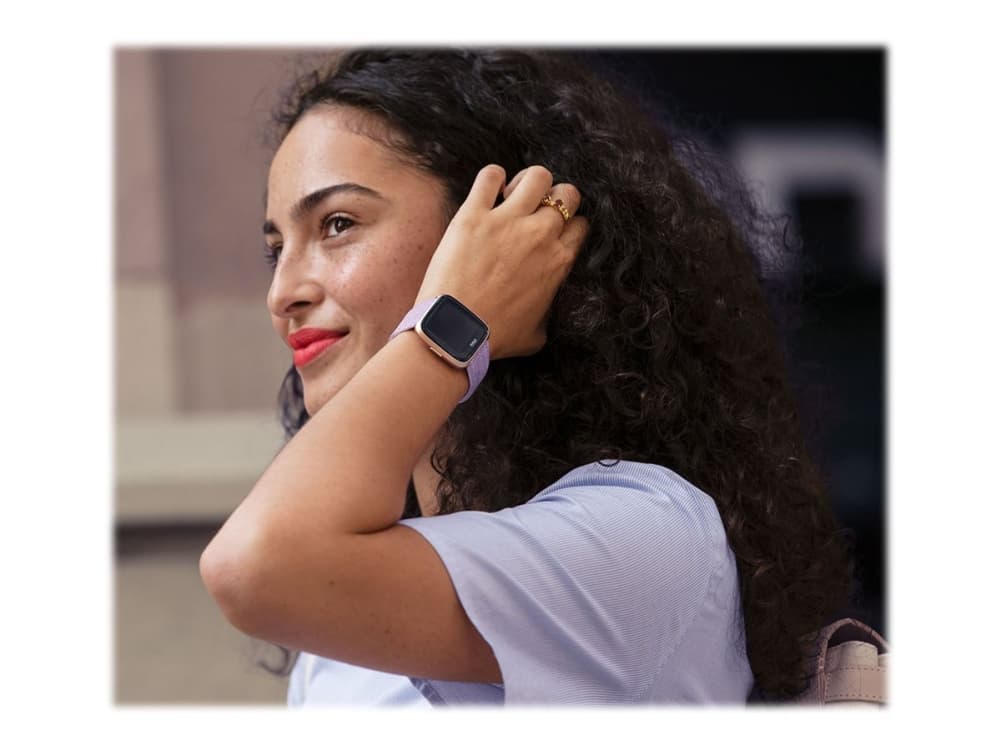 Fitbit Versa - Special Edition - guldrosa aluminium - smart klocka med vävt band - lavendel - Bluetooth, NFC