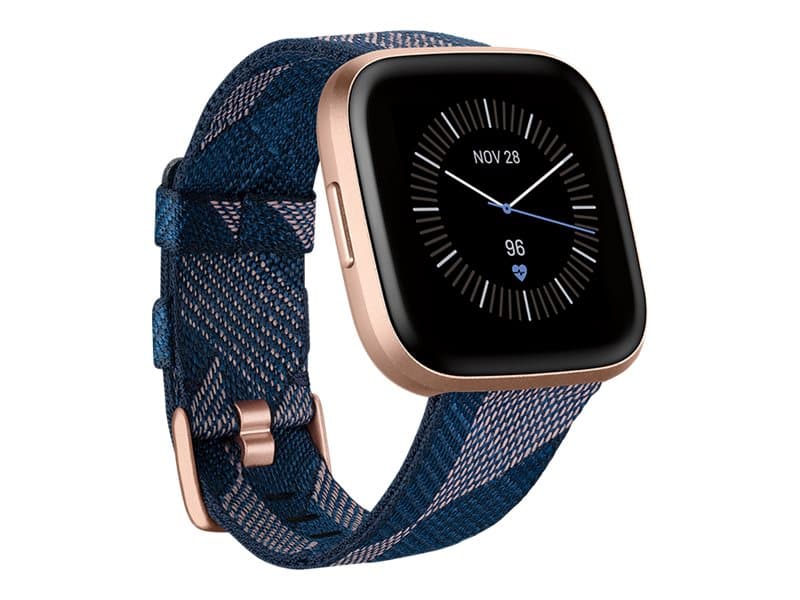 Fitbit Versa 2 Special Edition - Kopparros - smart klocka med band - vävd jacquard - marinblå - Bluetooth - 40 g