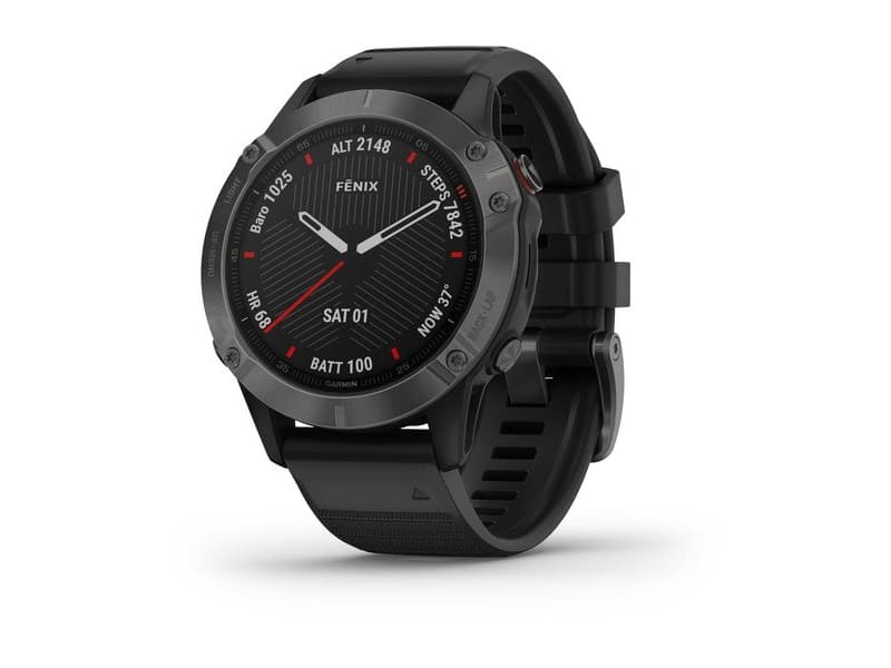 Garmin fenix 6 Sapphire - 47 mm - carbon gray DLC - sportsur med bånd - silikon - svart - wrist size: 125-208 mm - display 1.3" - 32 GB - Bluetooth,