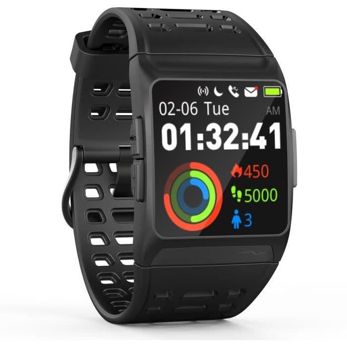 WEE'PLUG Tilsluttet ur GPS Explorer 3s - Multisports - Cardio på håndleddet - Bluetooth - IP68 vandtæt - Sort