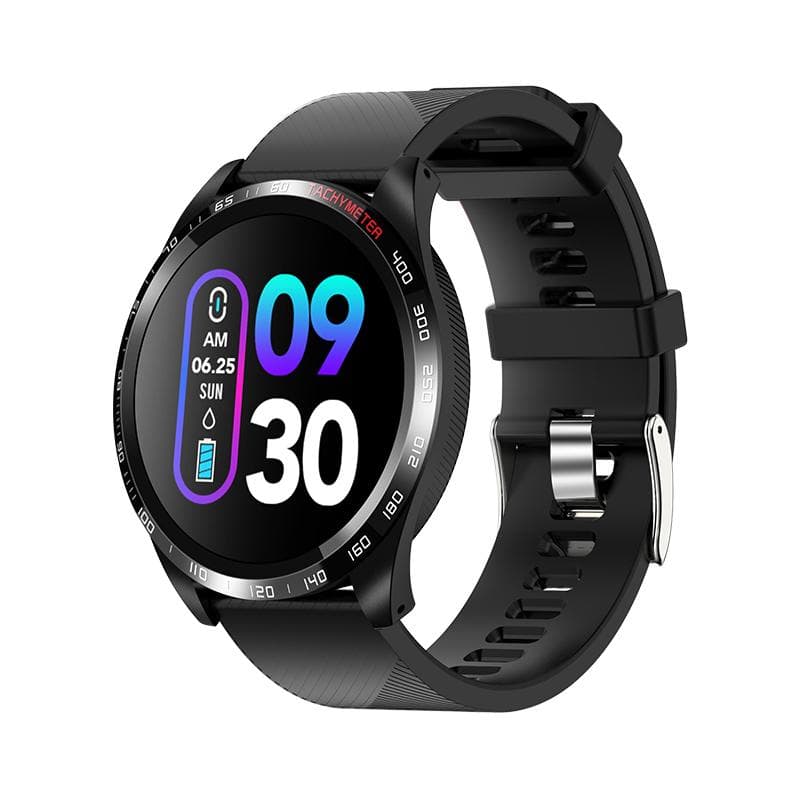 Vandtæt smartwatch med blodtryk og pulsmåler - Sort