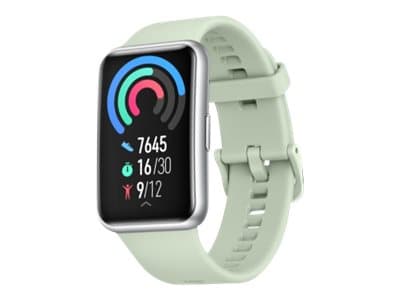 Huawei Watch Fit - Sølvfarget - smartklokke med stropp - silikon - myntegrønn - håndleddstørrelse: 130-210 mm - display 1.64" - 4 GB - Bluetooth - 21
