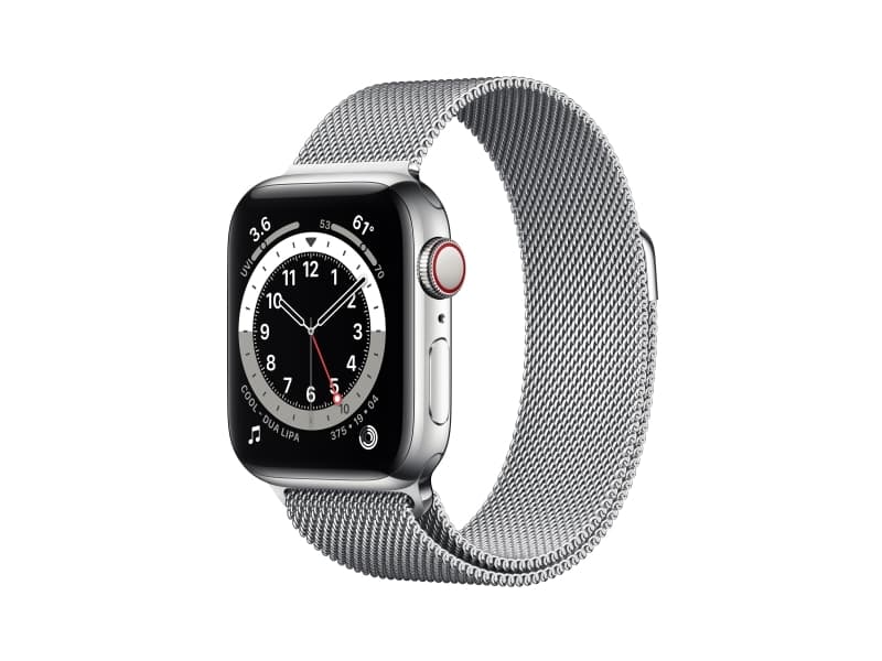 Apple Watch Series 6 GPS + Cellular smartwatch, 40mm Silver Stainless Steel Case with Silver Milanese Loop * NEW *