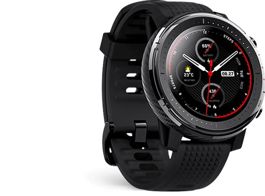 Amazfit Stratos 3, 3,4 cm (1.34"), TFT, Berøringsskjerm, GPS, 40,4 g, Svart
