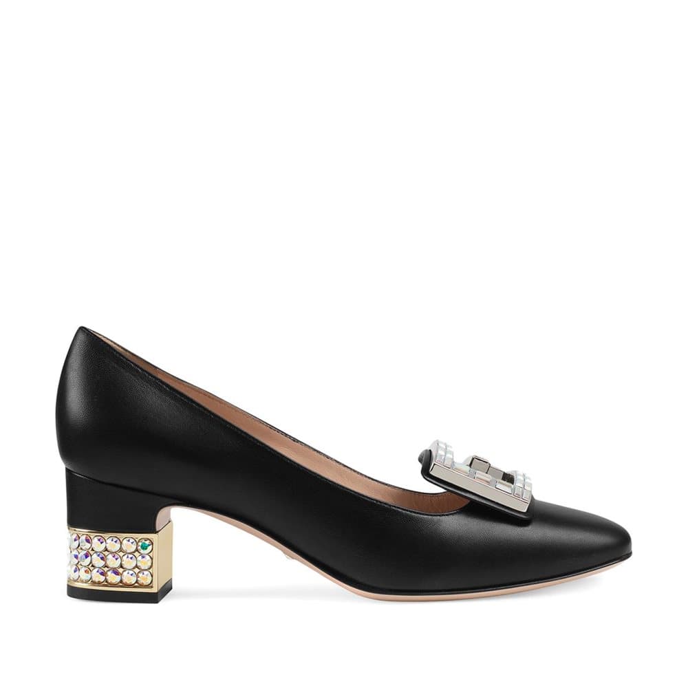 Pre-owned Gucci Crystal G Embellished Pumps Black