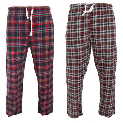 Cargo Bay Mens Tartan Elasticated Lounge Pants (Pack Of 2)