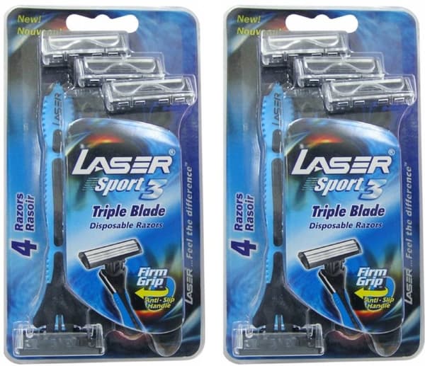 Rakhyvel 8-pack Laser Sport, 3-bladig hyvel för män, killar