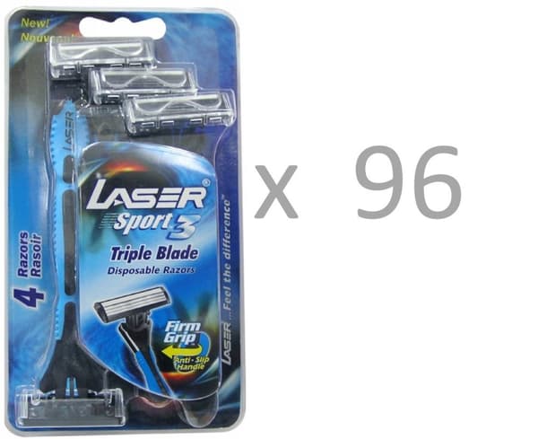 Rakhyvel 96 x 4-pack Laser Sport, 3-bladig hyvel för män, killar