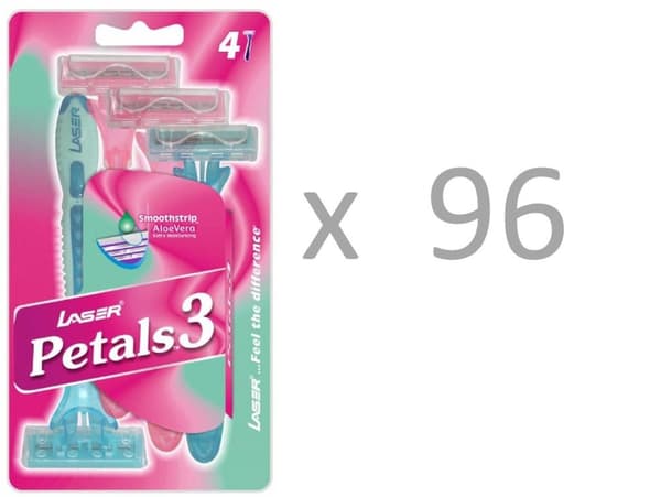 Rakhyvel 96x4-pack Laser Petals, 3-bladiga rakhyvlar för tjejer