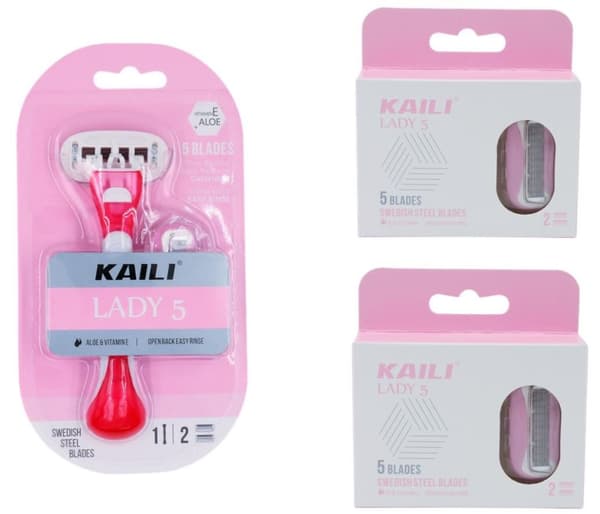 Rakhyvel för kvinnor, tjejer, Kaili Lady5 inkl 6 rakblad