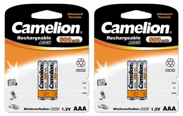 4st Camelion laddningsbara batterier AAA NiMH 800mAh  laddningsbart