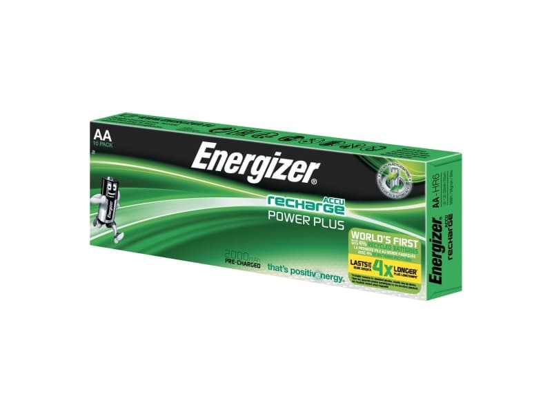 Genopladelige batterier energizer nimh aa, pakke a 10 stk.