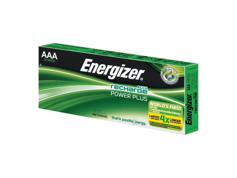 Genopladelige batterier energizer nimh aaa, pakke a 10 stk.
