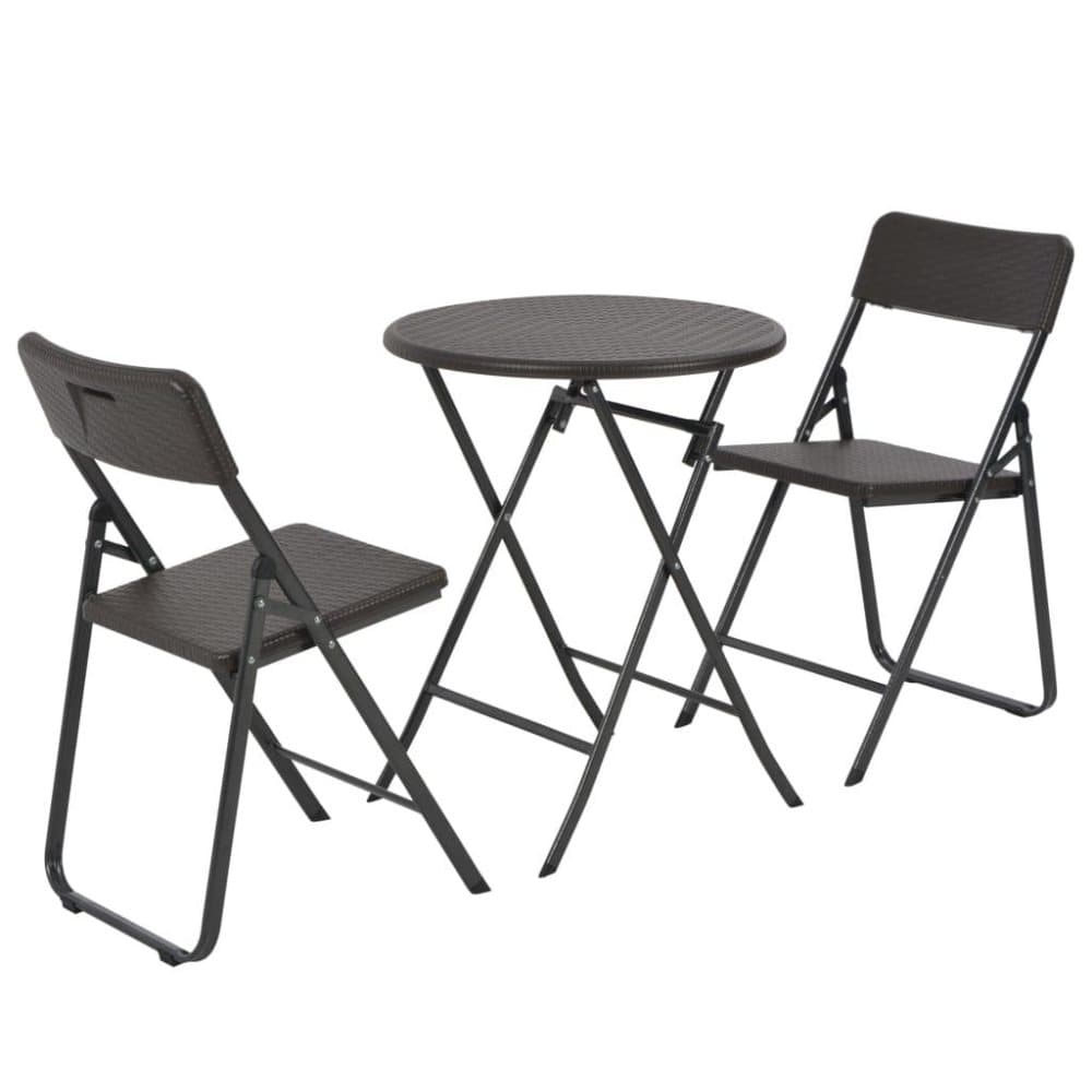 vidaXL 3-osainen Kokoontaittuva Bistrosarja HDPE ruskea