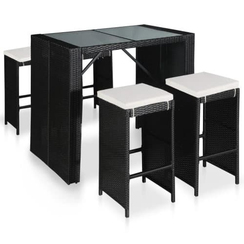 vidaXL Barmöbler för trädgård 5 delar konstrotting & glas