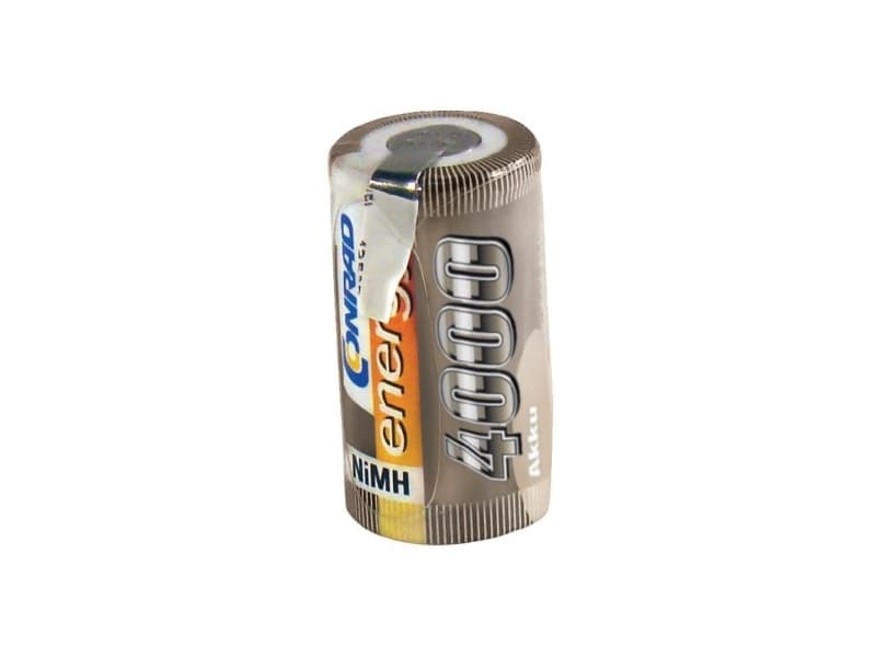 Conrad 206007, Batteri, Nickel-metallhydrid (NiMH), 4000 mAh, 1,2 V, Sub-C, 77 g