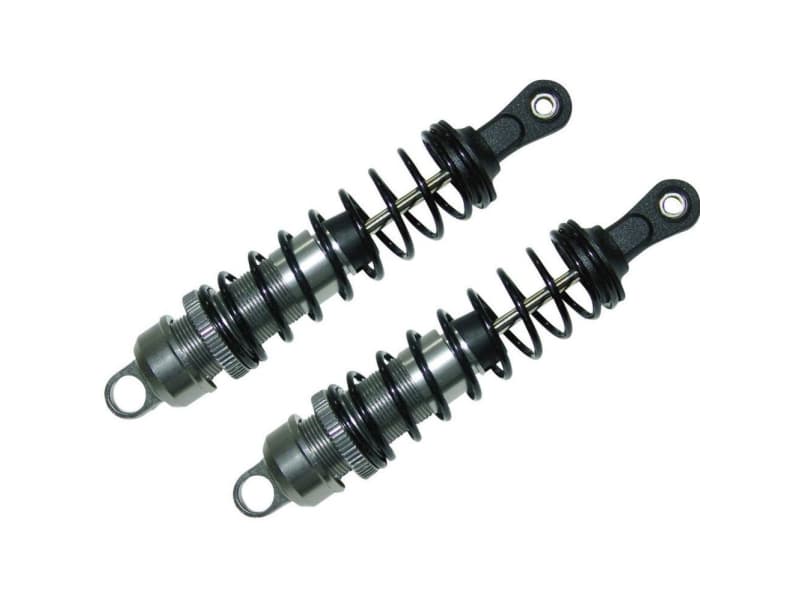 Reely 1:10 Aluminium-olietryksstøddæmper Titanium Med fjedre Sort 112 mm 2 stk