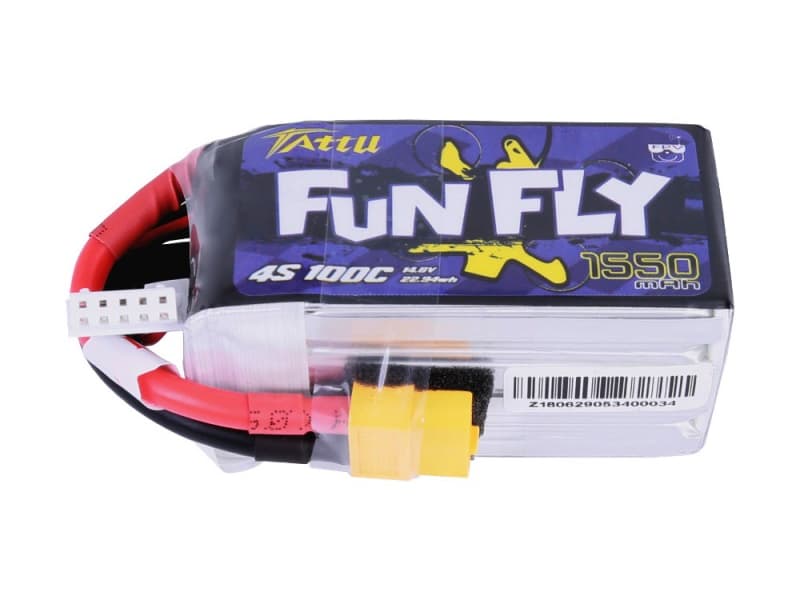 Tattu Modelbyggeri-batteripakke (LiPo) 14.8 V 1550 mAh Celletal: 4 100 C Softcase XT60