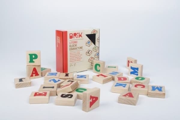 Brik Wooden blocks for children letters - 27 pieces (54 letters)