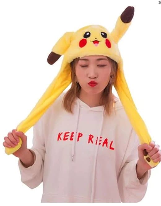 Pokémon Rolig plysch Pikachu hatt, öronrörelsehoppa, Cosplaydräkter Tillbehör Cap Plyschleksak